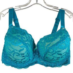 SOFRA Teal Lace Lined Demi Bra Size 38DDD